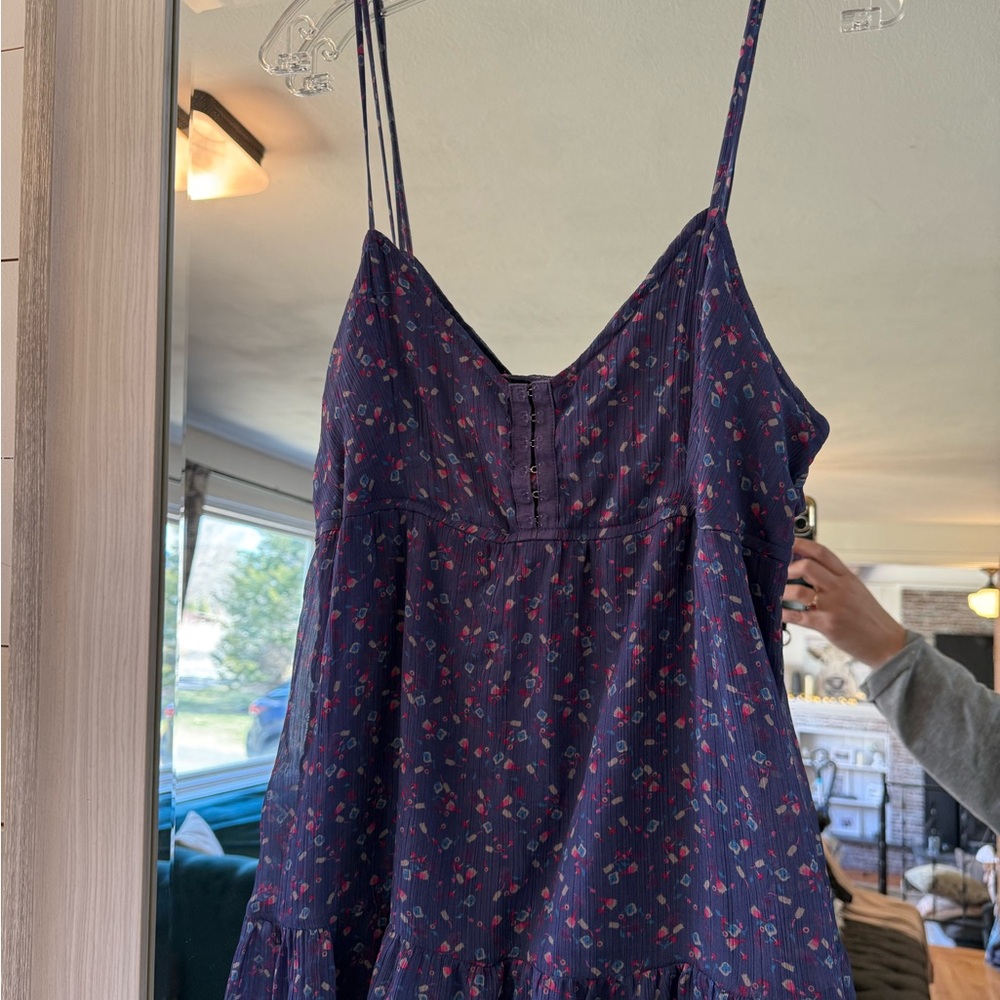 Floral Navy Spaghetti Strap Dress